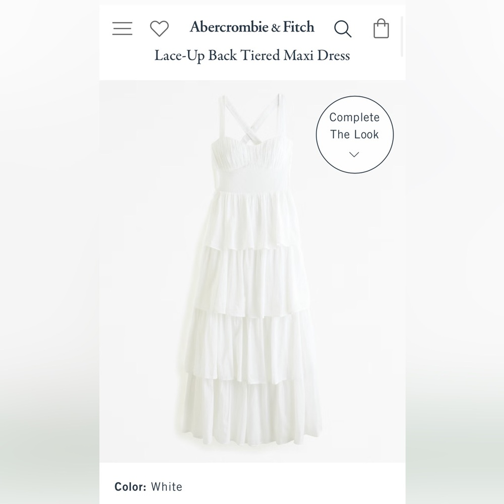 Lace-Up Tiered Maxi Dress- White